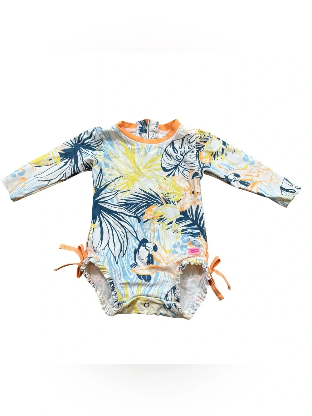 Baby Girl RuffleButts One Piece‎ Rash Guard Swim Suit Size 6-12 Months